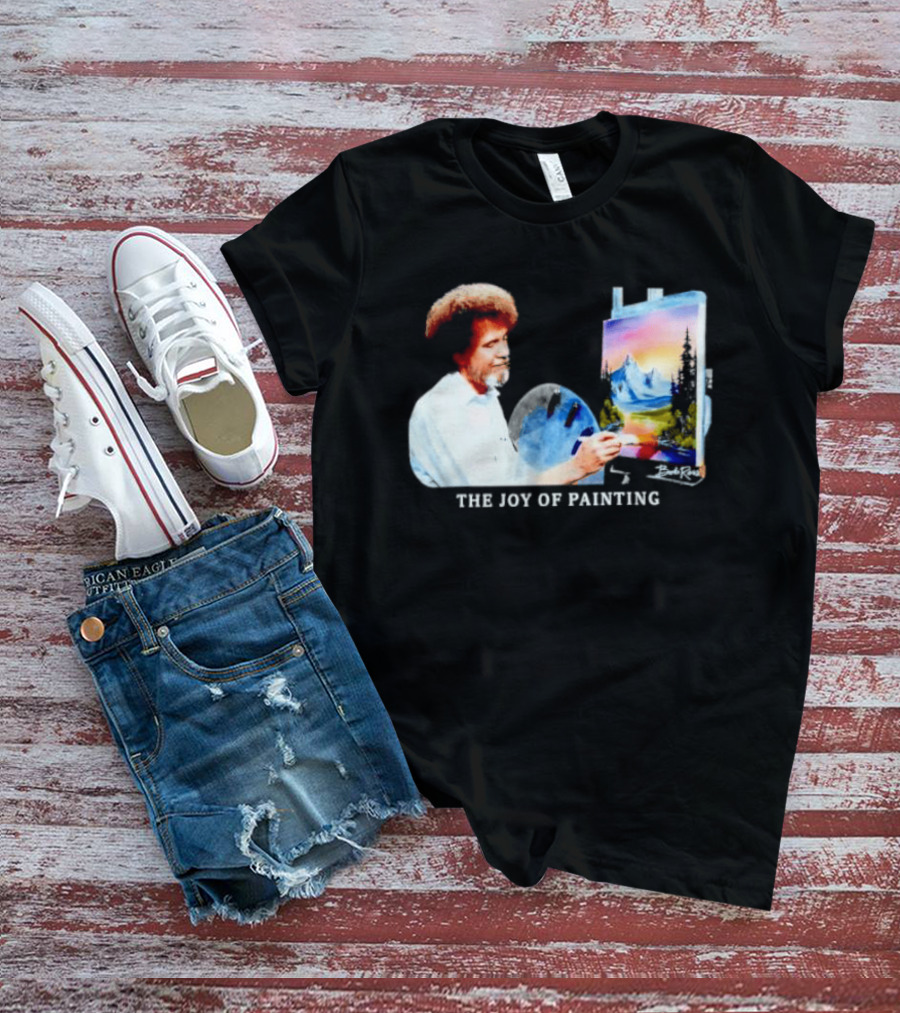 Bob Ross The Joy Of Painting Mountains And Sunset Scene T-Shirt