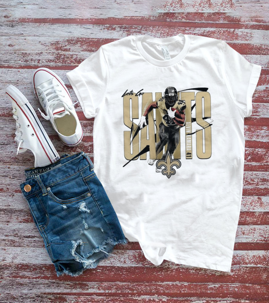 Let's Go Saints Alvin Kamara 41 New Orleans Fleur De Lis T-Shirt