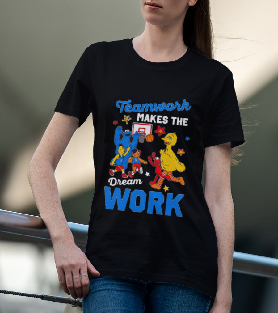 Teamwork Makes The Dream Work Sesame Street Basketball Slam Dunk T-Shirt