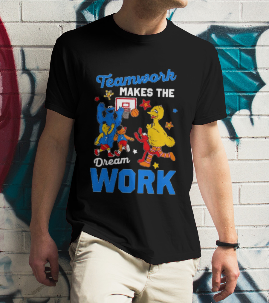 Teamwork Makes The Dream Work Sesame Street Basketball Slam Dunk T-Shirt