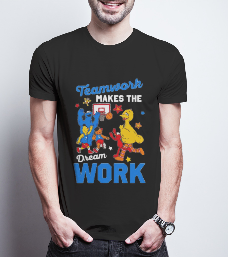 Teamwork Makes The Dream Work Sesame Street Basketball Slam Dunk T-Shirt