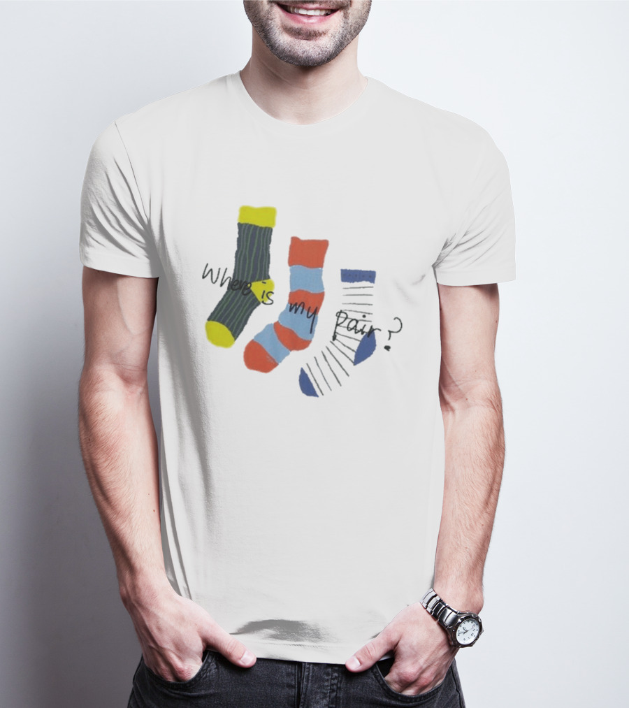 ANGLAN Where Is My Pair Socks Half T-Shirt
