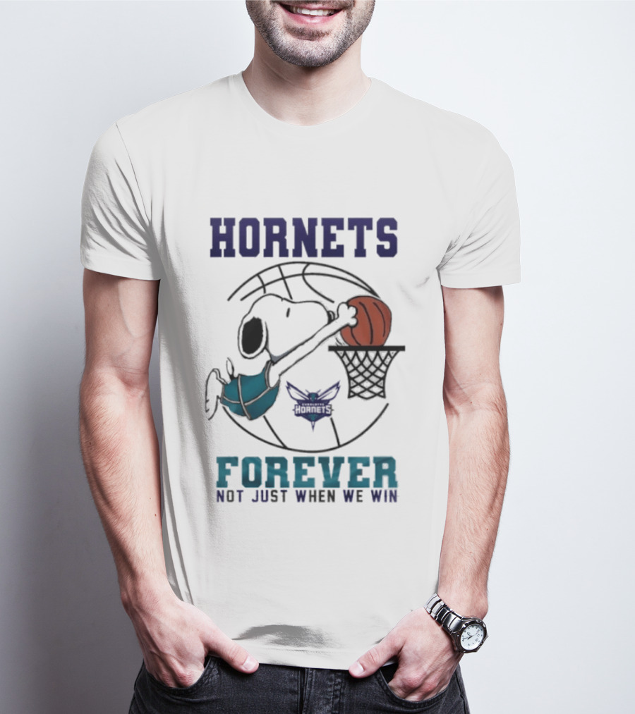 Hornets Snoopy Dunking Basketball Forever Not Just When We Win T-Shirt