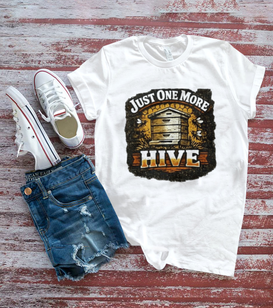 Just One More Hive Beekeeping Bees Honeycomb Apiary T-Shirt