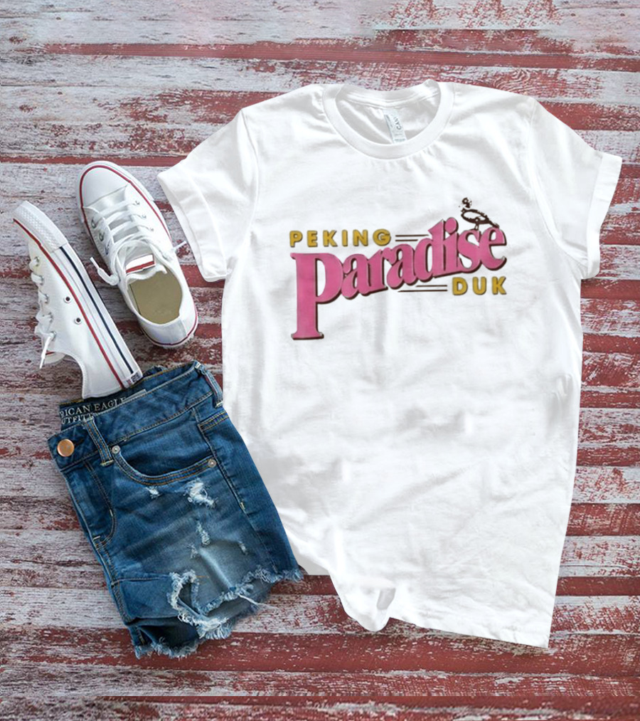 Peking Duk Paradise Bold Pink Yellow Text With Duck T-Shirt