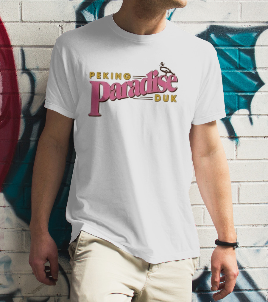 Peking Duk Paradise Bold Pink Yellow Text With Duck T-Shirt