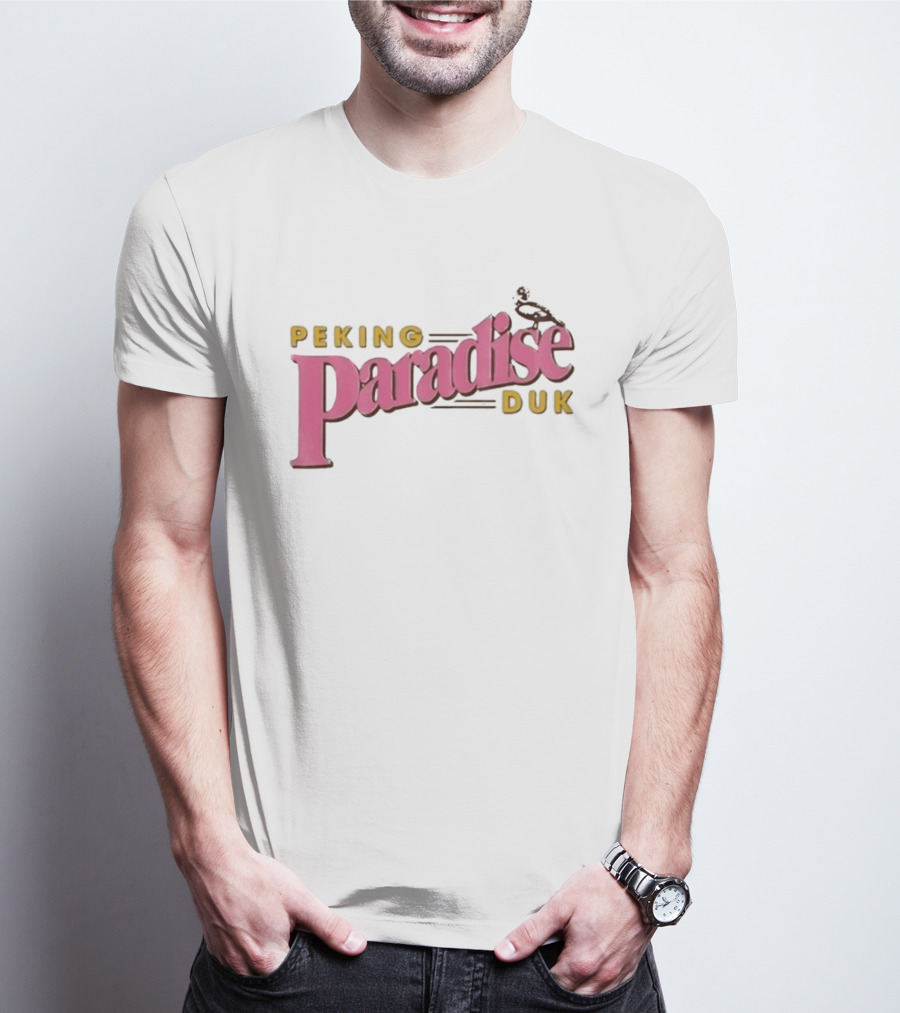 Peking Duk Paradise Bold Pink Yellow Text With Duck T-Shirt