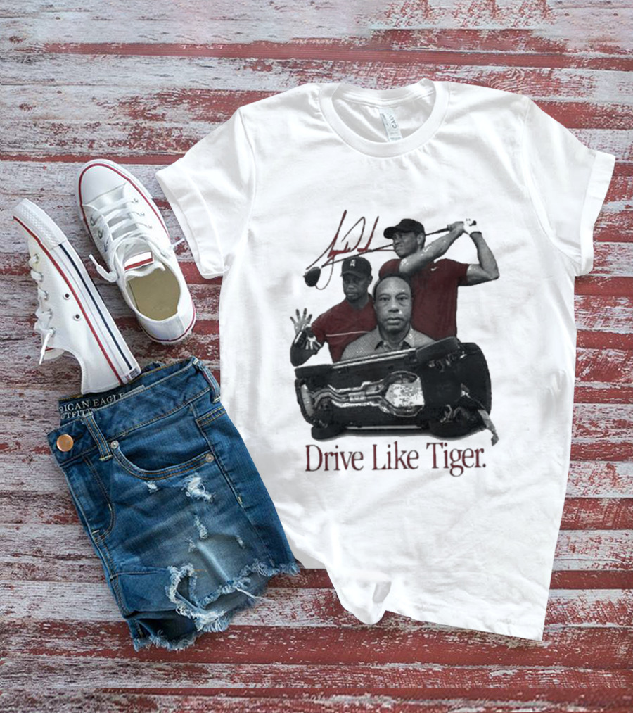 Tiger Woods Drive Like Tiger Golf Swing Car Crash T-Shirt