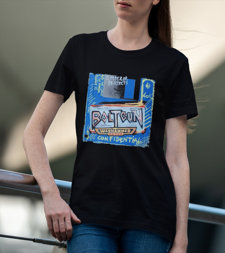 Warhammer 40K Boltgun Emperor Protects Confidential Floppy Disk T-Shirt