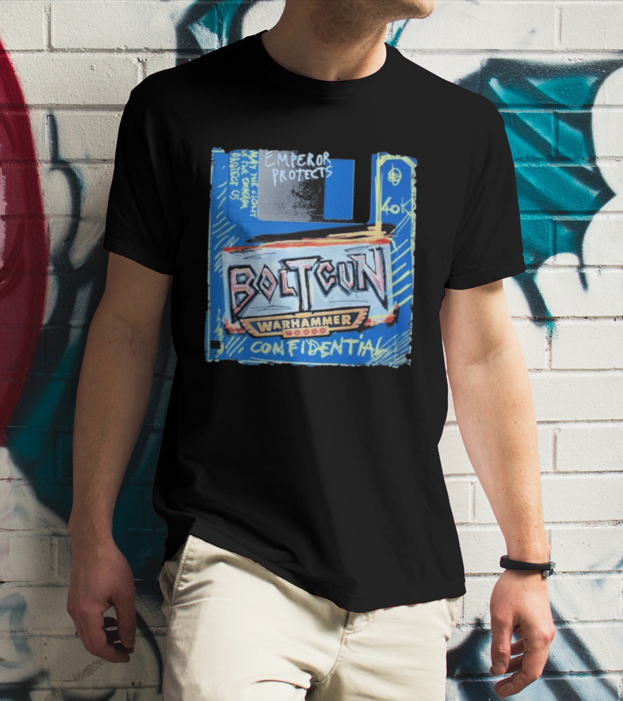 Warhammer 40K Boltgun Emperor Protects Confidential Floppy Disk T-Shirt