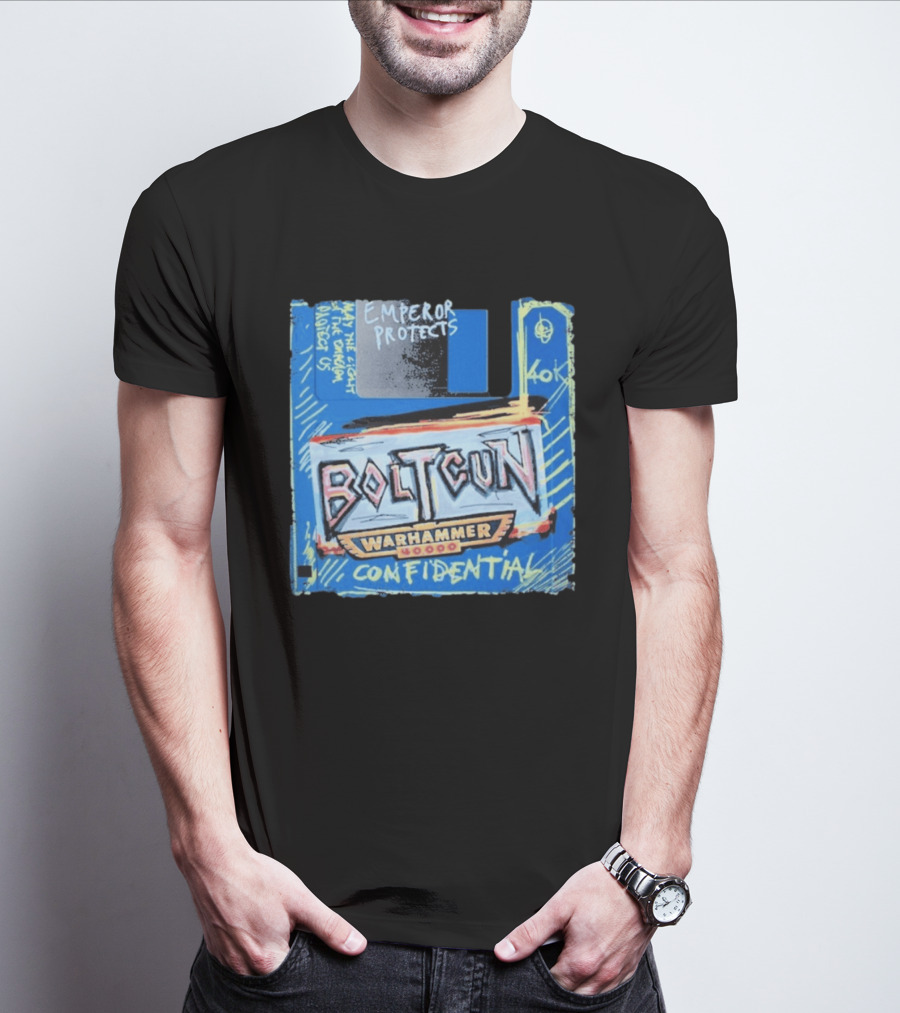 Warhammer 40K Boltgun Emperor Protects Confidential Floppy Disk T-Shirt