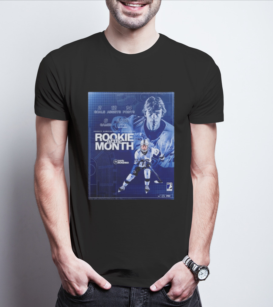 Rookie Of The Month Gavin McKenna 72 Penn State Nittany Lions Hockey Goals Assists Points T-Shirt