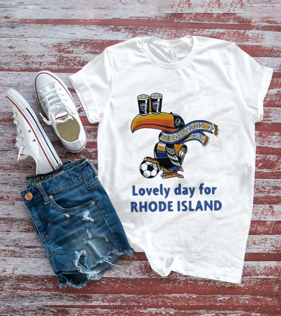 Lovely Day For Rhode Island Toucan With Soccer Ball And Beers T-Shirt