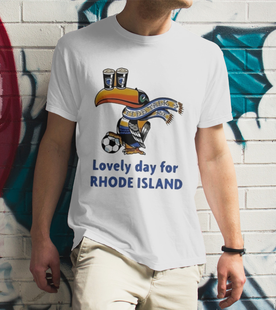 Lovely Day For Rhode Island Toucan With Soccer Ball And Beers T-Shirt