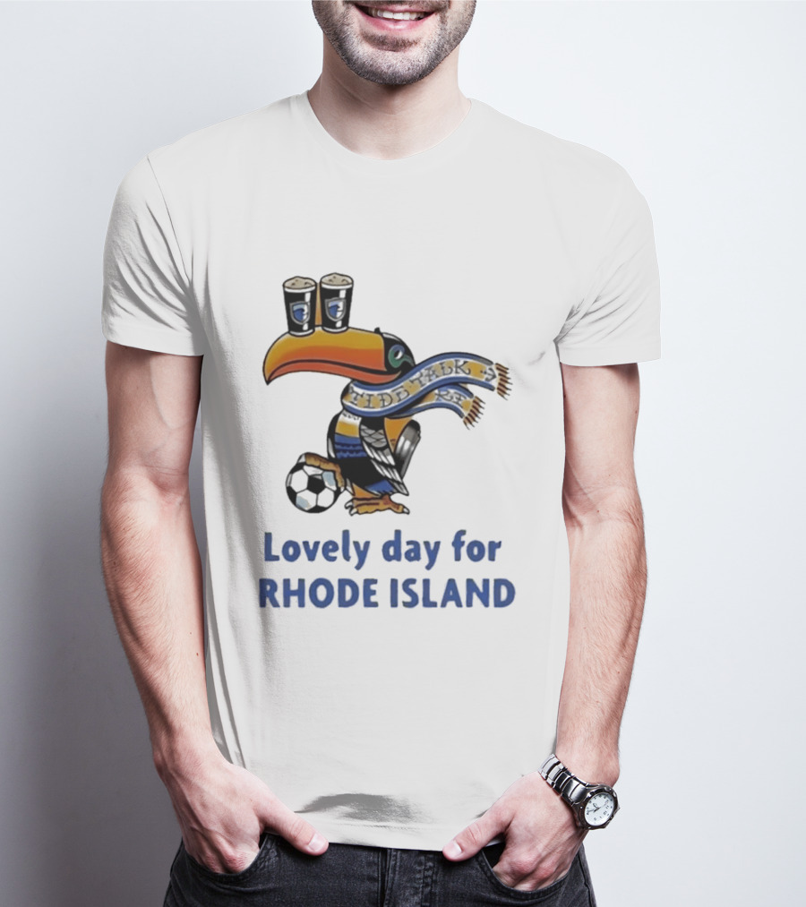 Lovely Day For Rhode Island Toucan With Soccer Ball And Beers T-Shirt