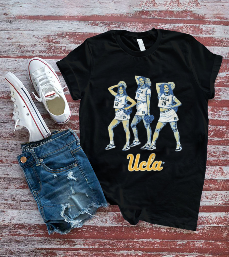 UCLA Women's Basketball Cheerleaders Blue 19 Uniform Pom Pom T-Shirt