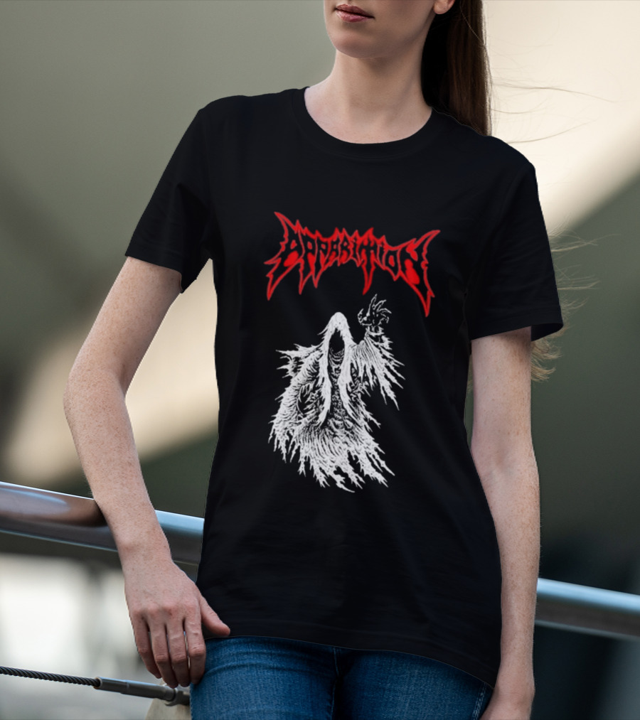 Apparition Ghostly Figure Red Gothic Font T-Shirt