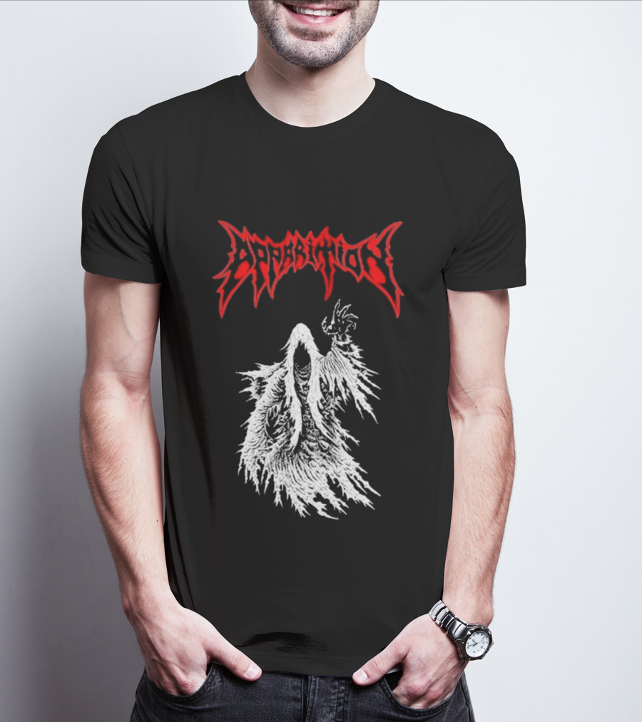 Apparition Ghostly Figure Red Gothic Font T-Shirt