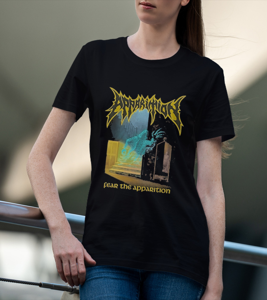 Apparition Fear The Apparition Spooky Ghostly Spirit Doorway T-Shirt