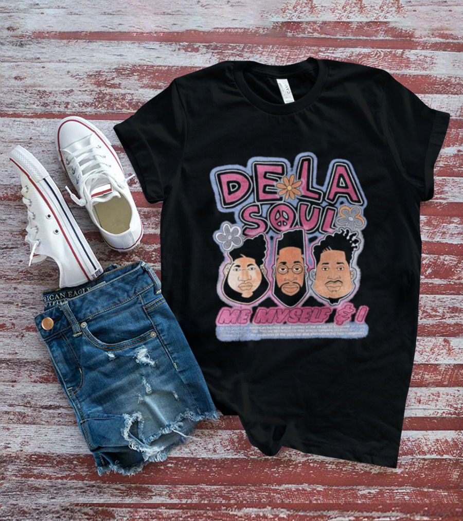 De La Soul Me Myself And I Iconic Hip Hop Logo With Peace Flower T-Shirt