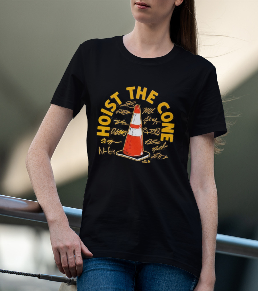 Pittsburgh Baseball Hoist The Cone Signatures Traffic Cone T-Shirt