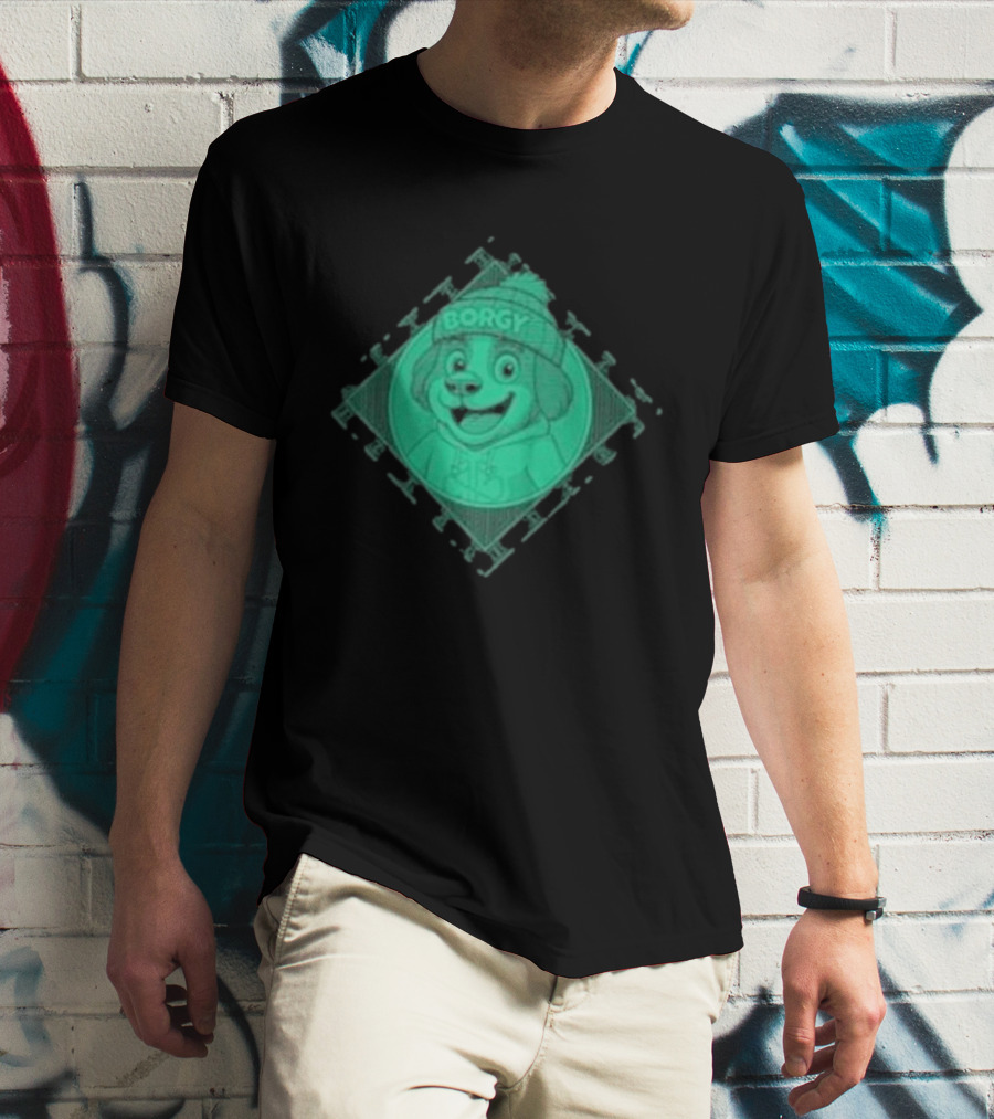 Borgy Borgy Greenlines Puzzle Dog With Beanie T-Shirt