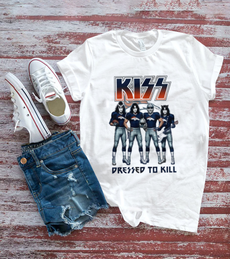 KISS Dressed To Kill Denver Broncos Football Team Collaboration T-Shirt