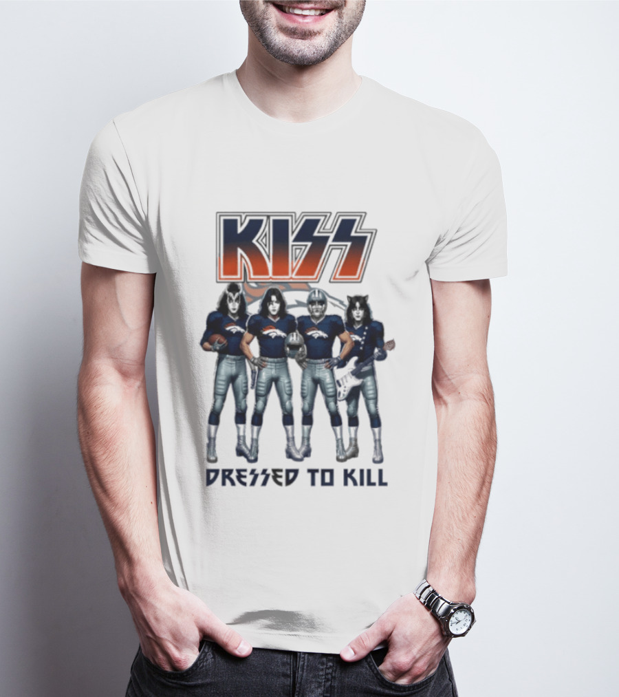 KISS Dressed To Kill Denver Broncos Football Team Collaboration T-Shirt