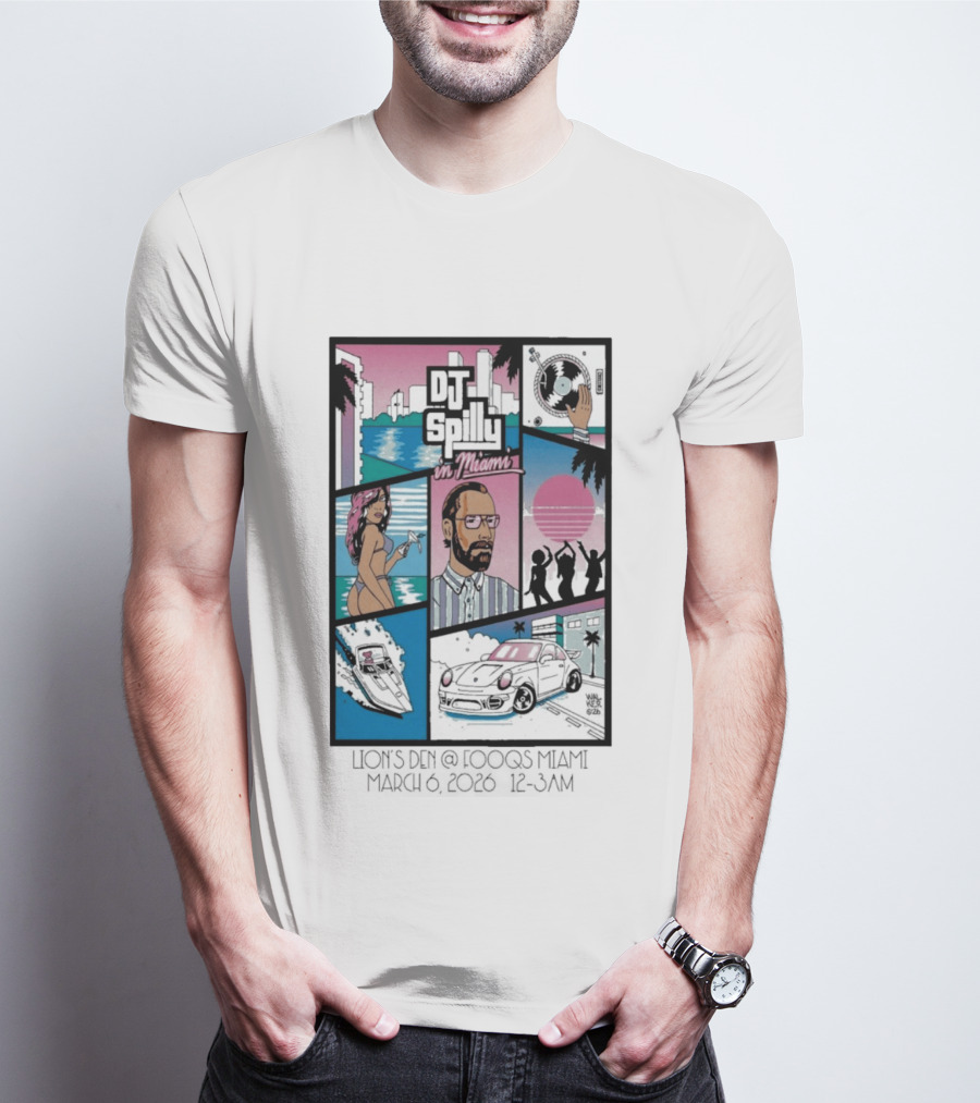 DJ Spilly In Miami March 6 2026 Iconic Nightlife Vibes T-Shirt
