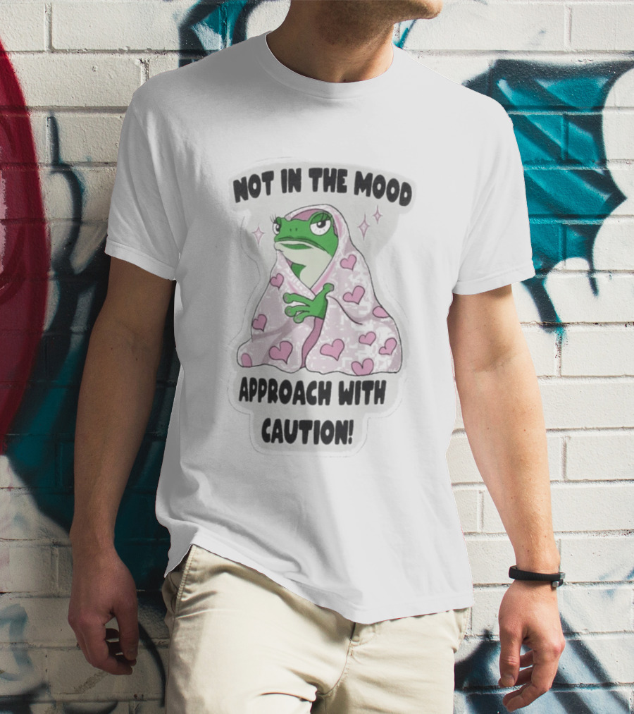 Not In The Mood Frog Wrapped In Blanket Approach With Caution T-Shirt