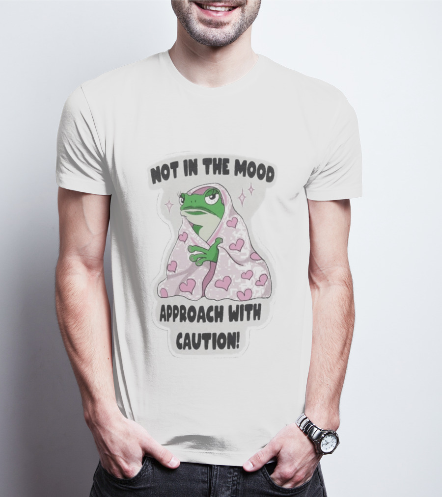 Not In The Mood Frog Wrapped In Blanket Approach With Caution T-Shirt