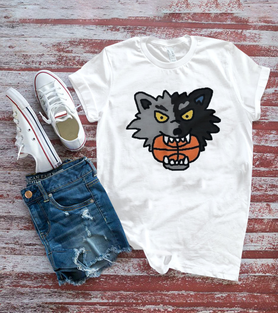 Timberwolves New Profile Pic Two Tone Wolf With Basketball T-Shirt