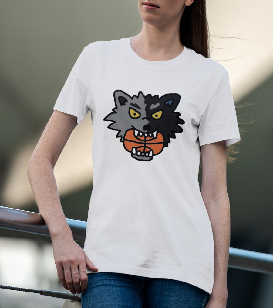 Timberwolves New Profile Pic Two Tone Wolf With Basketball T-Shirt