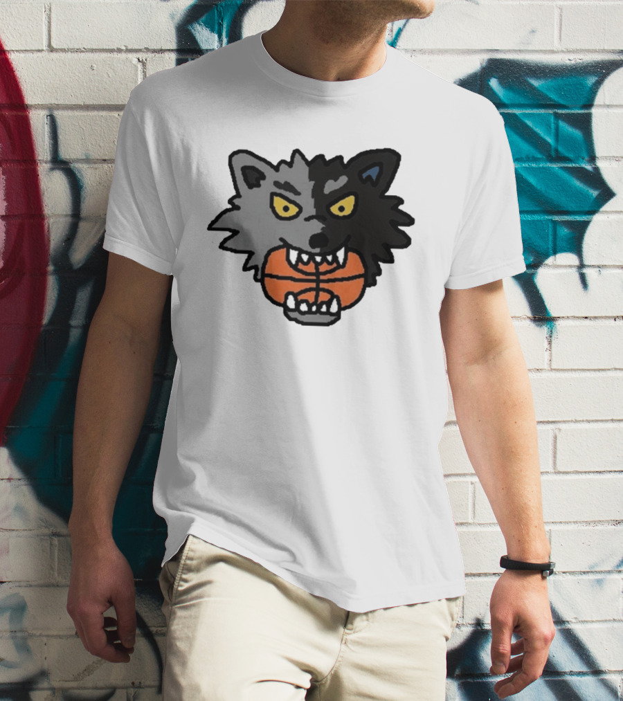 Timberwolves New Profile Pic Two Tone Wolf With Basketball T-Shirt