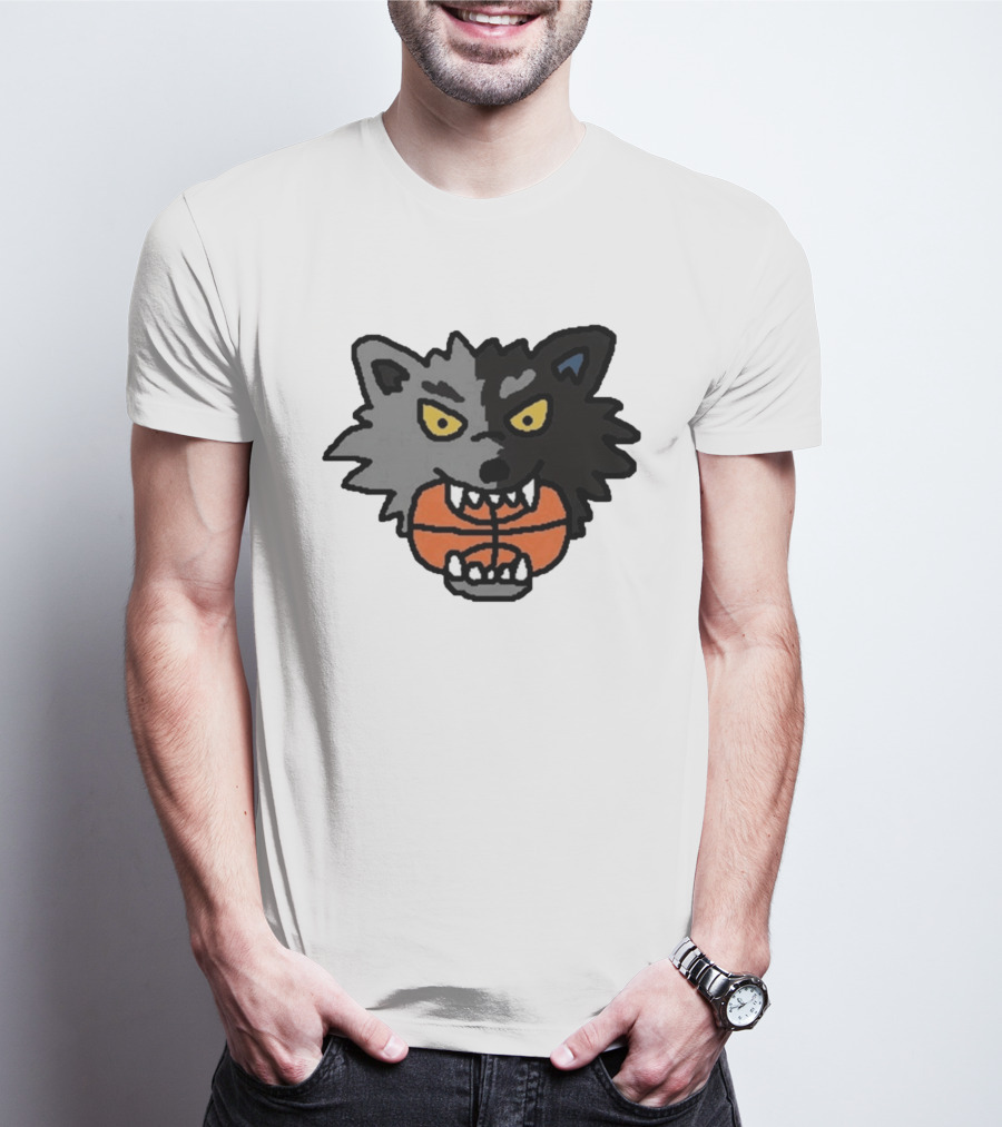 Timberwolves New Profile Pic Two Tone Wolf With Basketball T-Shirt