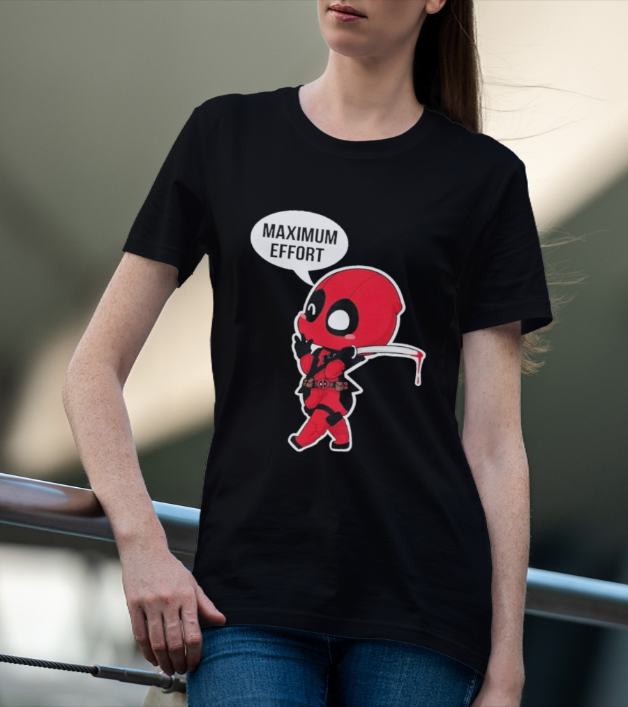 Deadpool Chibi Costume Maximum Effort Speech Bubble T-Shirt