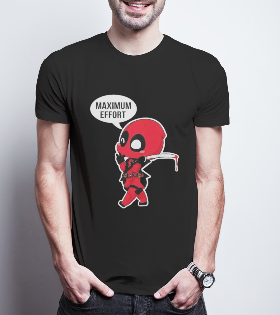 Deadpool Chibi Costume Maximum Effort Speech Bubble T-Shirt