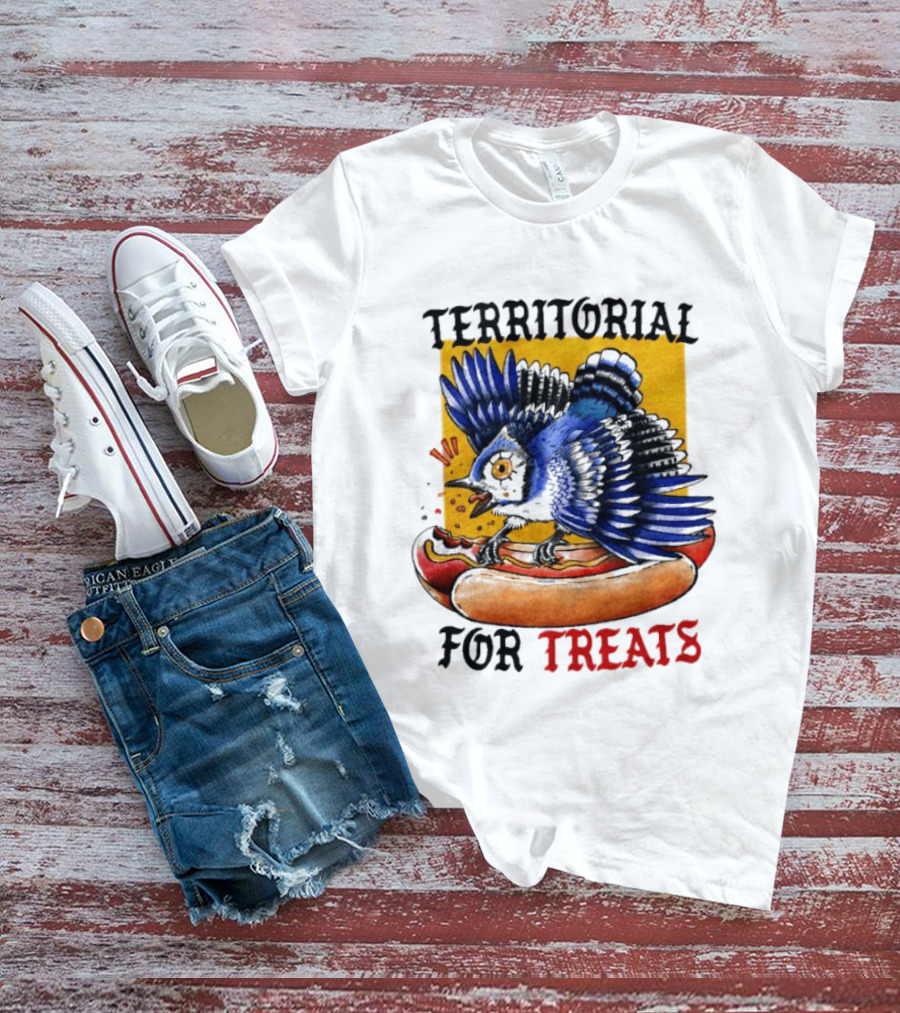 Territorial Bird With Hotdog For Treats T-Shirt