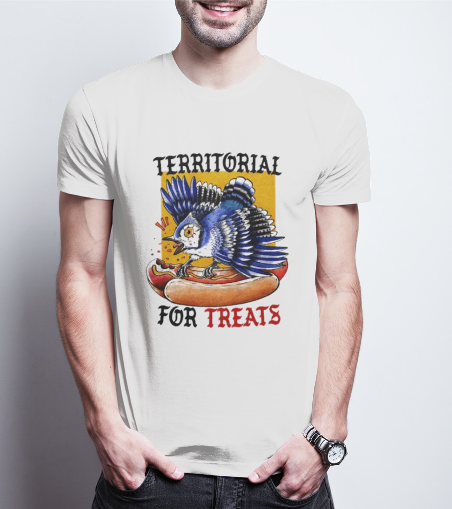 Territorial Bird With Hotdog For Treats T-Shirt
