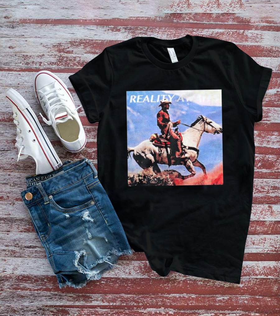 Reality Awaits Cowboy Riding Horse In Mountains T-Shirt