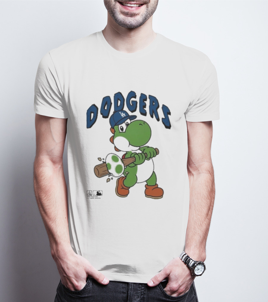 Dodgers Yoshi Baseball Bat Orange Shoes Blue Hat T-Shirt