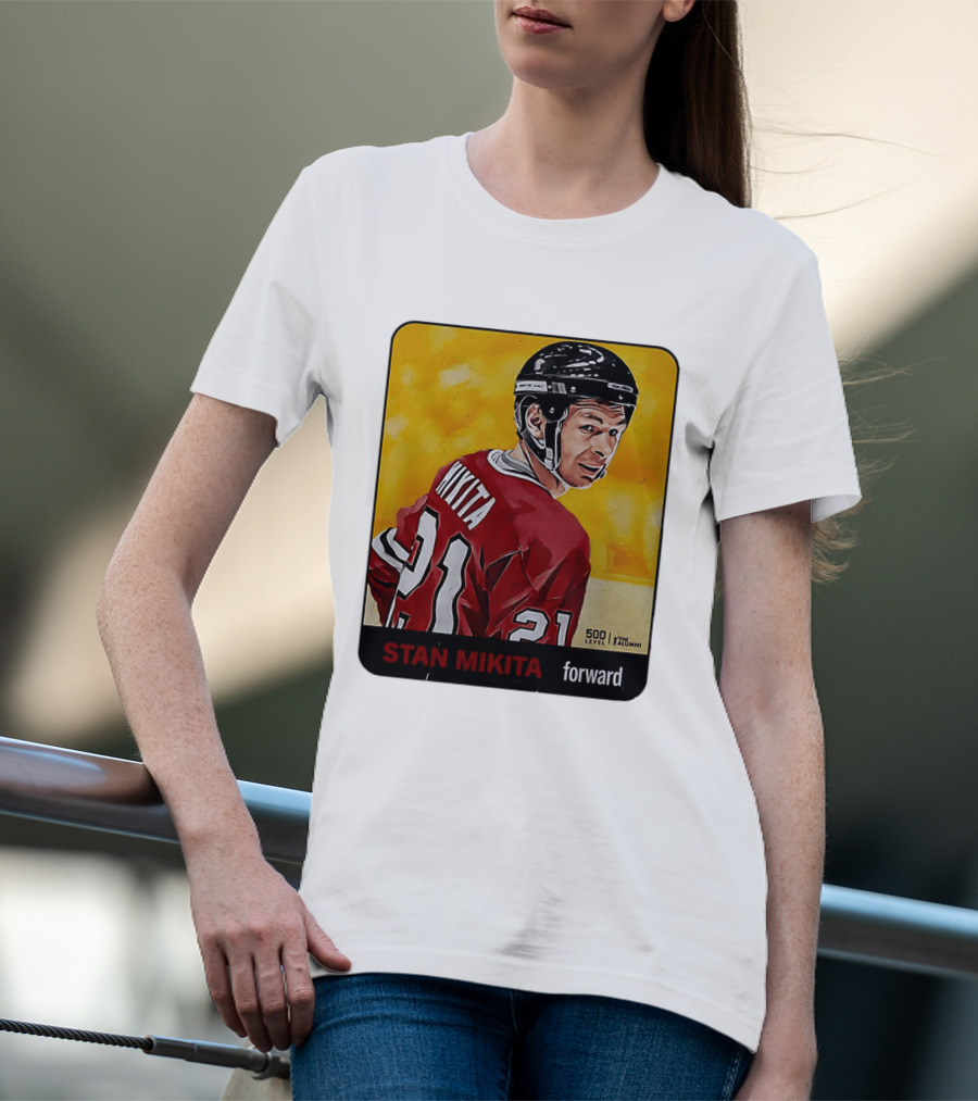 Stan Mikita Forward Chicago Blackhawks NHL Alumni Card 500 Level T-Shirt