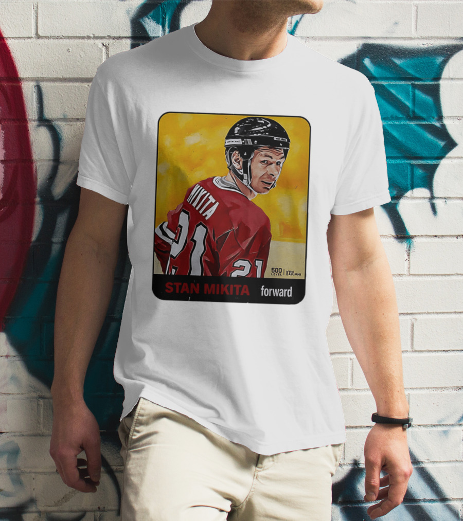 Stan Mikita Forward Chicago Blackhawks NHL Alumni Card 500 Level T-Shirt