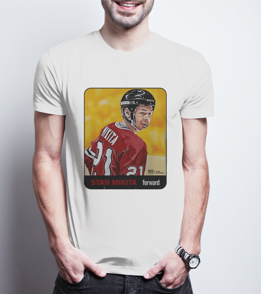 Stan Mikita Forward Chicago Blackhawks NHL Alumni Card 500 Level T-Shirt