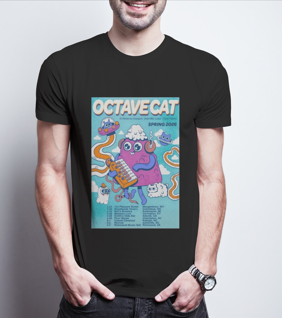 Octave Cat Tour 2026 Eli Winderman Jesse Miller Charlie Patierno T-Shirt
