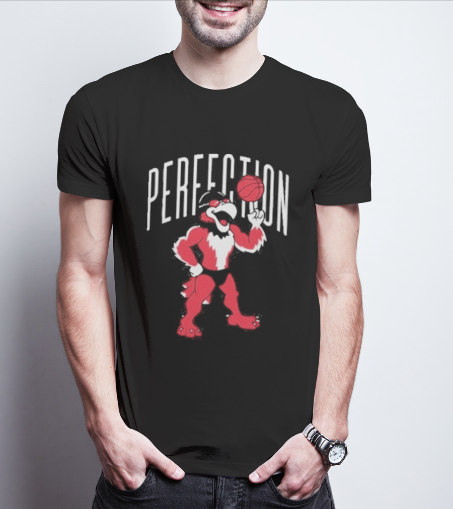 Perfection Basketball Mascot Red And White T-Shirt