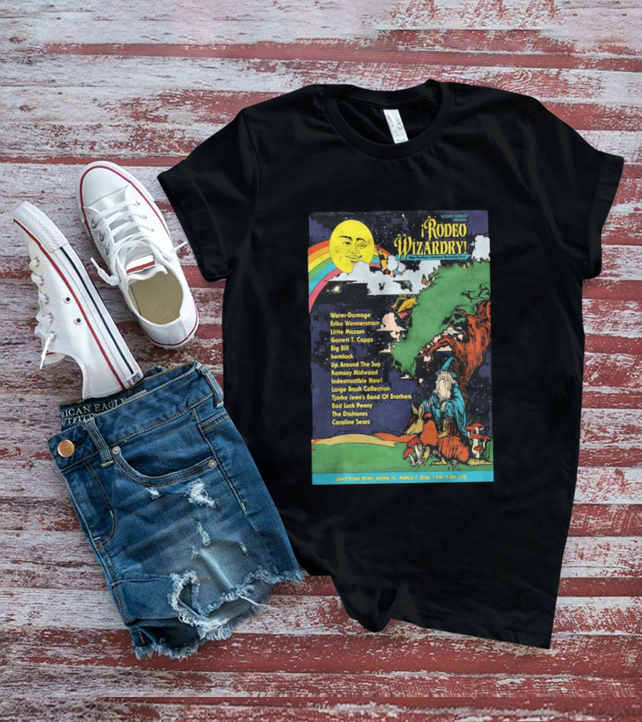 Rodeo Wizardry Show Austin March 7 2026 Music Lineup And Fantasy Artwork Sam's Town Point Event T-Shirt