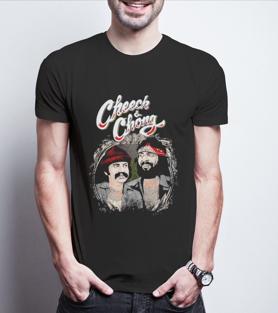 Cheech And Chong Vintage Red Bandana And Beanie Comic Duo T-Shirt