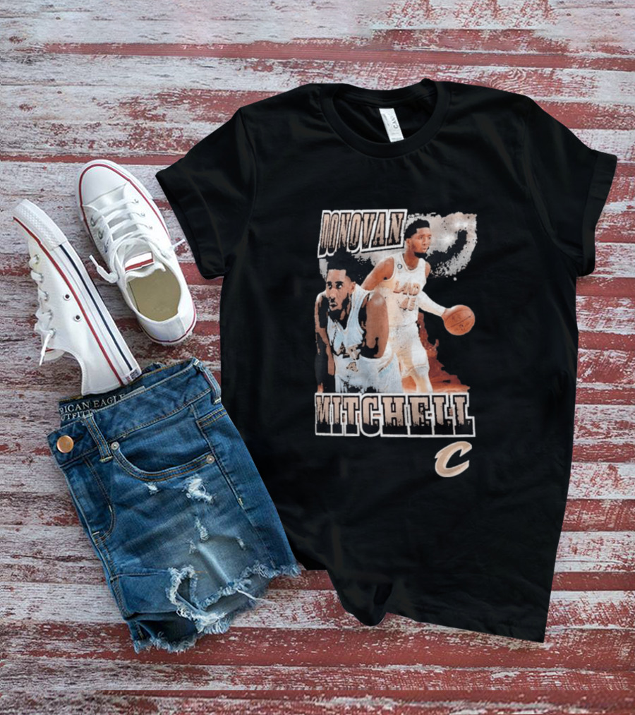 Donovan Mitchell Cleveland Cavaliers Player Portrait With Team T-Shirt