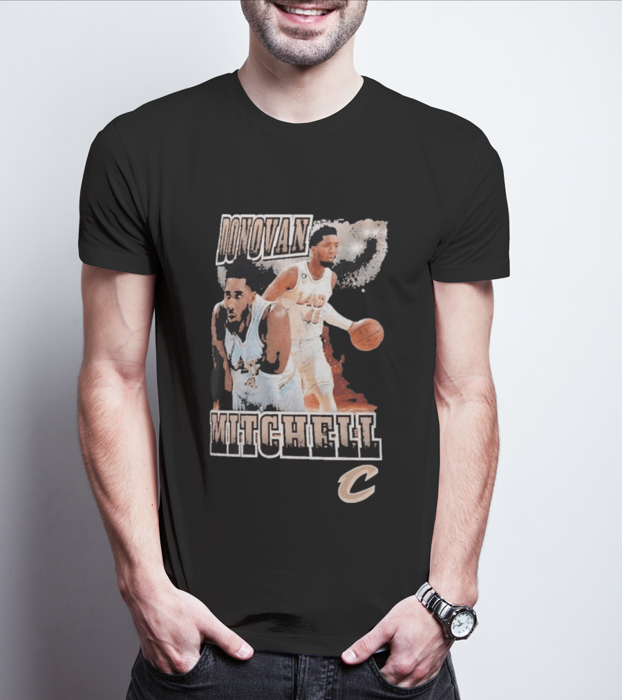 Donovan Mitchell Cleveland Cavaliers Player Portrait With Team T-Shirt